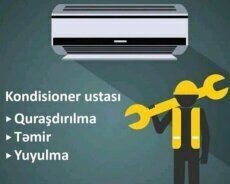 Kondisioner təmir qurma peşəkar ucuz usta